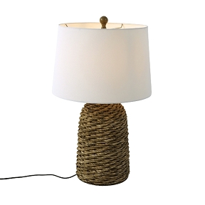 Lampe rotin blanche ht 62 cm