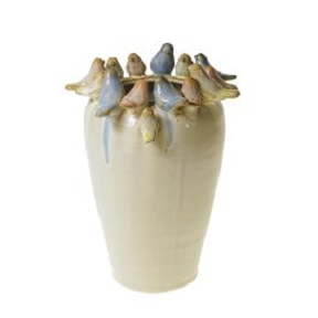 Vase ceramique oiseaux ø 16.5  ht 22.5 cm