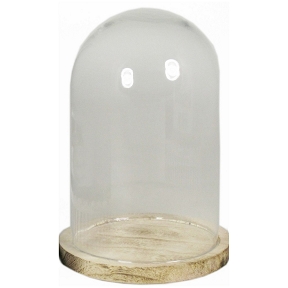 Cloche verre sur plateau bois ø6 ht 8cm