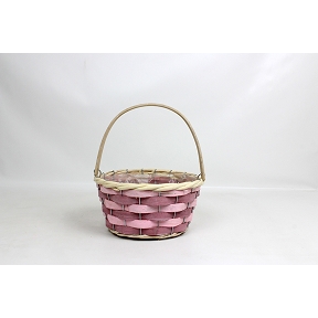 Panier osier rose avec anse Ø22 ht 10cm