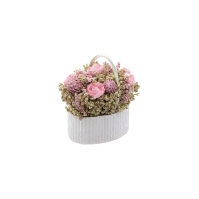 Panier + bouquet 8 x 6 ht 8cm rose