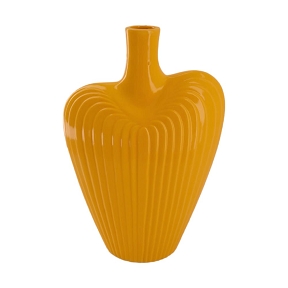 Vase en céramique jaune 22 x 12 ht 36cm