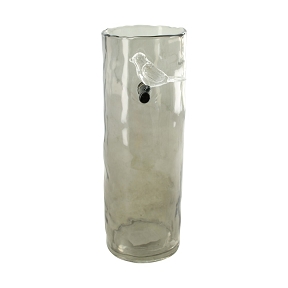 Vase verre cylindre gris Ø10 ht 27cm