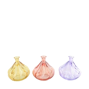 Bouteille verre couleur 11.5 x 11.5 ht 11.5cm ass