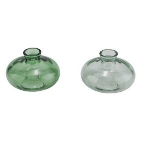 Vase verre vert ø9 ht 6cm ass