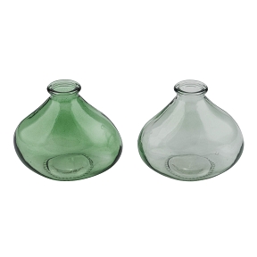 Vase verre vert 11 x 8 ht 9.5cm ass