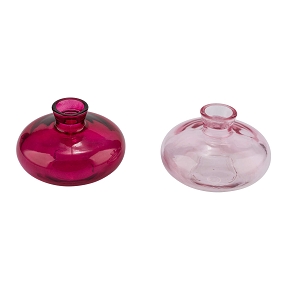 Vase verre rose ø9 ht 6cm ass