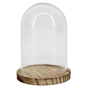 Cloche verre sur socle bois ø9.5 ht 13cm