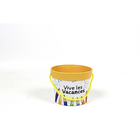 Seau carton "vive les vacances" ø10 ht 8cm