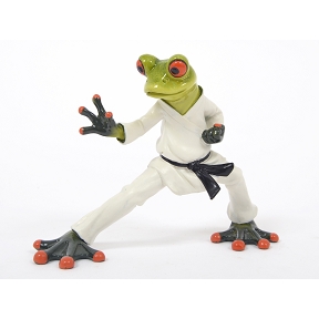 Grenouille résine karateka 17cm