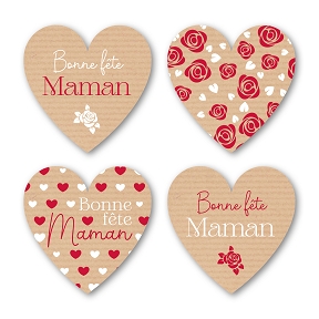 Etiquettes jeso quatro cœur "bonne fête maman"(x500)