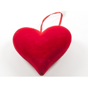 Coeur velours rouge 20 cm