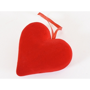 Coeur velours rouge 11 cm à suspendre