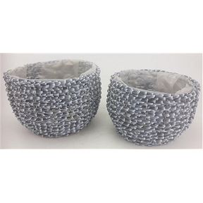 Coupe tressée grise set de 2 (ø15-ø18cm)