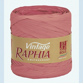 Raphia synthétique vintage vieux rose 200m