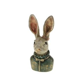 Buste lapin résine turquoise-or 11 x 9.5 ht 22.5cm