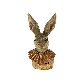 Buste lapin résine abricot-or 12 x 10 ht 22.5cm