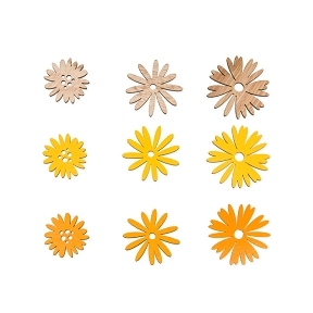 Fleurs bois jaune-naturel x 18