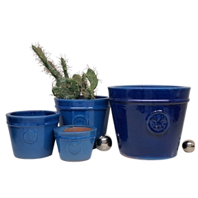 Set 4 pots céramique flower bleu