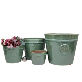 Set 4 pots céramique flower vert