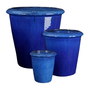 Set 3 pots céramique vulcano bleu foncé