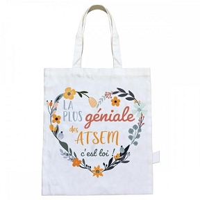 Tote bag coton "la plus géniale des atsem" 38 x 44 cm