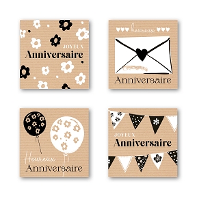 Etiquettes jeso quatro "joyeux anniversaire" (x500)