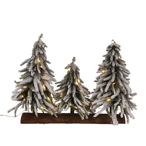 Sapin sur socle bois + leds 15 X 46 ht 34 cm