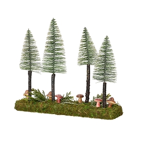 Sapin sur socle bois + champignon 8 x 28 ht 30 cm