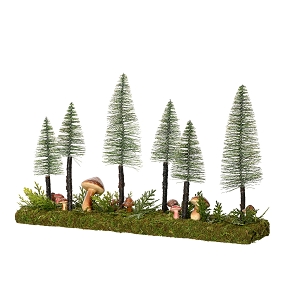 Sapin sur socle bois + champignon 11 x 31 ht 50 cm