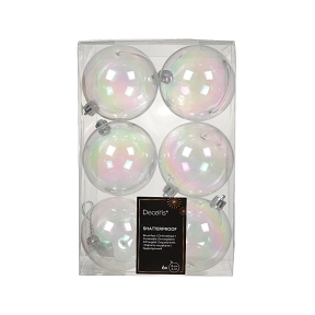 Boules noël plastique irisées Ø80 mm x 6