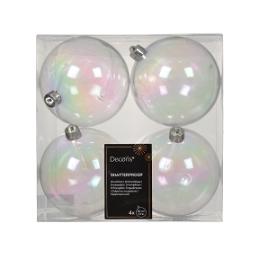 Boules noël plastique irisées Ø100mm x 4