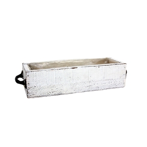 Jardinière bois blanchi 28 x 10 ht 7cm