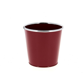 Cache-pot métal rouge bord argent ø17.5 ht 15.5cm