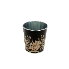 Cache-pot métal noir motif feuille ø8 ht 8cm