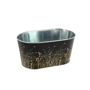 Jardiniere métal noir motif gramine 19.5 x 11.5 ht 9cm