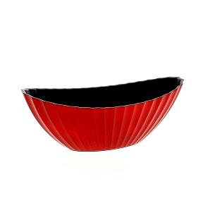 Coupe résine bateau ondulée rouge brillant 24 x 10 ht 9.5cm