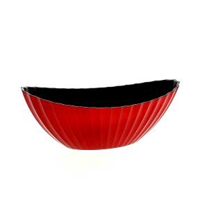 Coupe résine bateau ondulée rouge brillant 28 x 12 ht 11cm