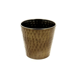 Cache-pot métal effet martelé bronze ø12.5 ht 12cm