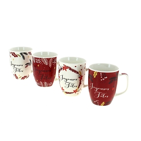 Mug céramique "joyeuses fêtes" blanc-rouge ø8 ht 10cm