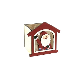 Pot bois motif Père-Noël 12 x 12 ht 12cm