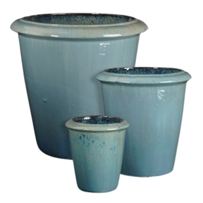 Cache-pot céramique vulcano bleu clair