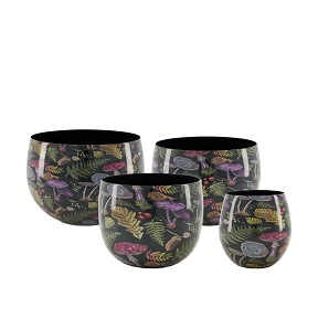 Cache-pot métal motif champignon ø20 ht 20.5cm