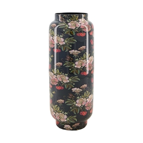 Vase métal motif fleurs ø12 ht 29cm