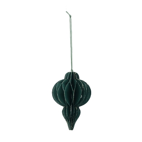 Suspension papier vert foncé paillette Ø8cm ht 12cm