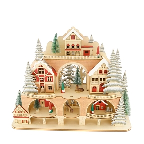 Village bois lumineux 44.5 x 12 ht 35cm