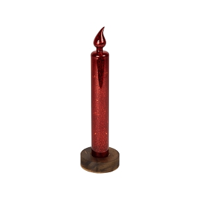 Bougie verre led rouge sur base ø8 ht 40cm