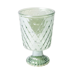 Vase verre sur pied vert ø12 ht 18cm