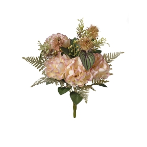 Piquet pivoine crème-rose 39cm