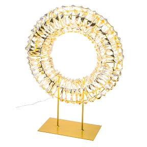 Couronne métal or lumineuse sur socle ø30 ht 45cm